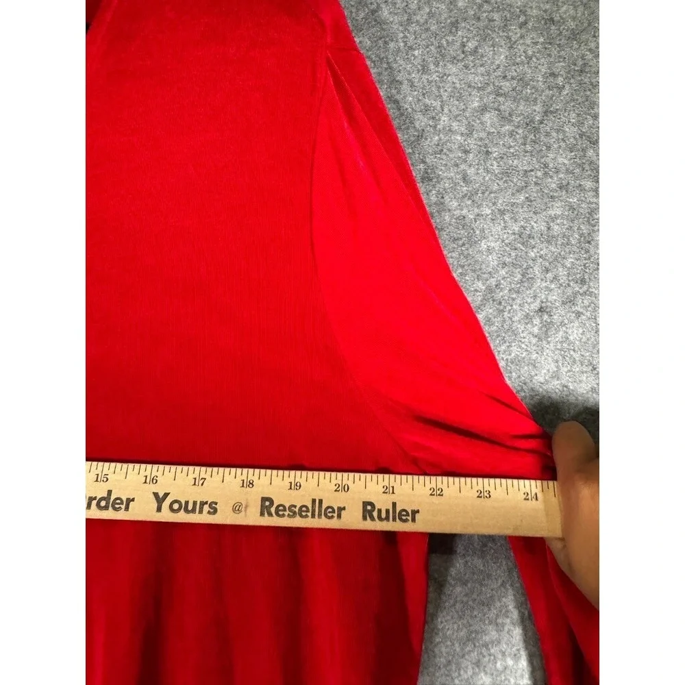 Slinky Brand Womens Red Rhinestone Hem Open Front Cardigan Plus Size 2X USA Made